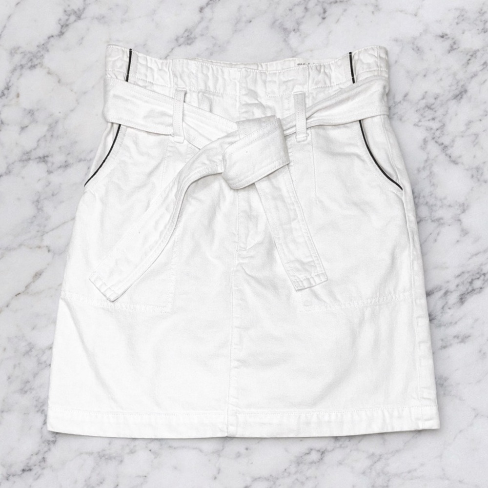 Rag & bone Super High-Rise White Denim Skirt with Tie Waist size 26